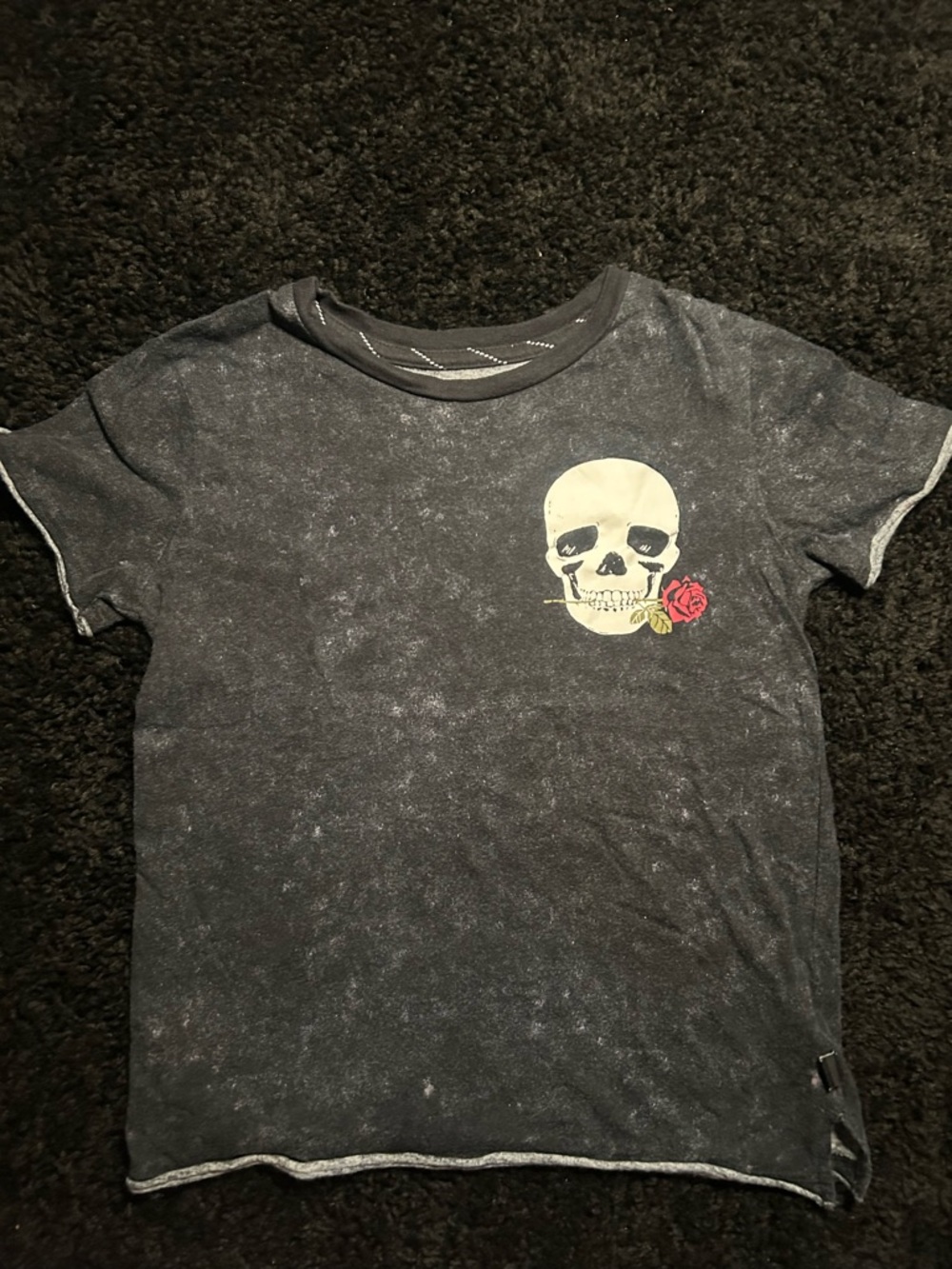 Art Class Kids Black Skull & Rose Graphic Tee